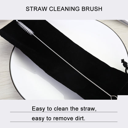 8pcs Reusable Silicone Tips Stainless Steel Drinking Straws + 2pcs Cleaner Brushes Set Kit with Cashmere Bag,  215*6mm