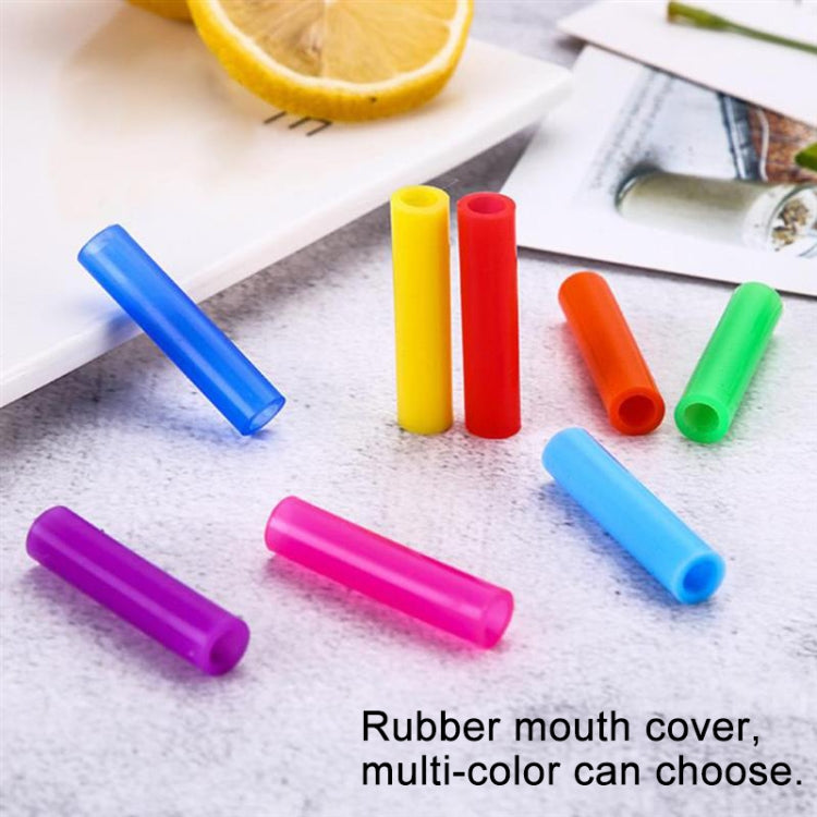 8pcs Reusable Silicone Tips Stainless Steel Drinking Straws + 2pcs Cleaner Brushes Set Kit with Cashmere Bag,  215*6mm