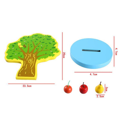 Autocollants de fruits cueillette pommes magnétiques en bois pour enfants Jouets éducatifs pour jardin de fruits joyeux, taille: 23,5*20cm