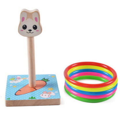 Kindergarten Children Wooden Panda Animal Throwing Ring Toss Games Activities Toys, Size: 9*9*14.7cm, HC5190A, HC5190B, HC5190C, HC5190D