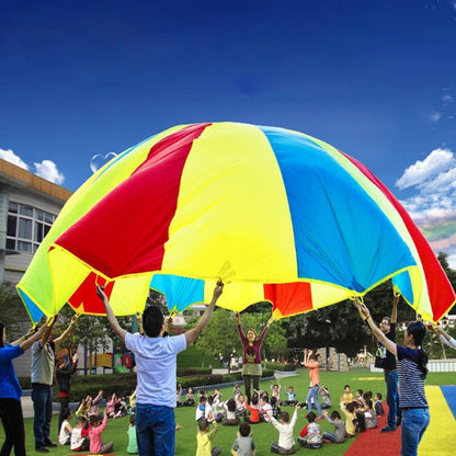 Jouet de sport 5 m pour enfants, jeu d'extérieur, parachute arc-en-ciel, amusant, avec 12 poignées pour les familles, les jardins d'enfants et les parcs d'attractions, 5 m, 12 poignées