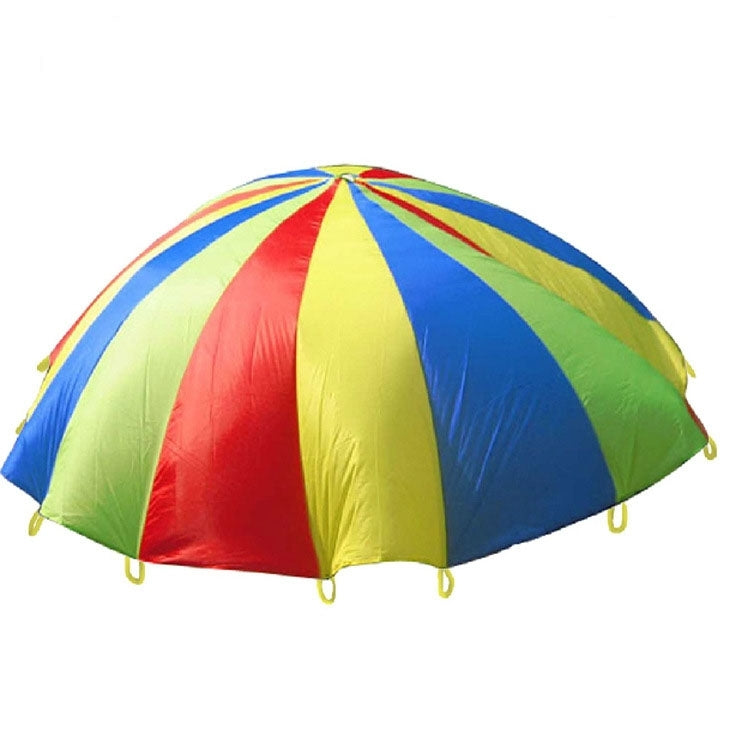 Jouet de sport 5 m pour enfants, jeu d'extérieur, parachute arc-en-ciel, amusant, avec 12 poignées pour les familles, les jardins d'enfants et les parcs d'attractions, 5 m, 12 poignées