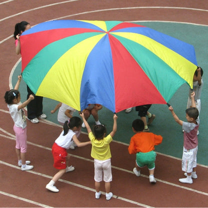 Jeu de Plein Air pour Enfants de 7m, Jouets de Sport d'Exercice, Parachute Arc-en-Ciel, Jouet Amusant avec 16 Sangles de Poignée pour Familles / Jardins d'Enfants / Parcs d'Attractions, 7m 16 Sangles de Poignée