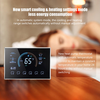 BHP-8000-WIFI-SS 3H2C Smart Home Heat Pump Round Room Brushed Mirror Housing Thermostat with WiFi, AC 24V, with WiFi