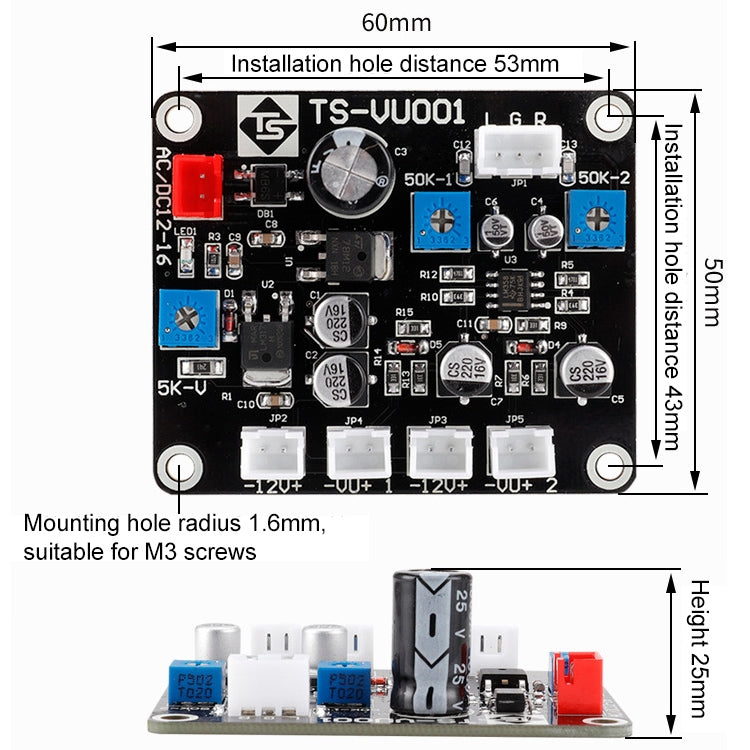 TR-35W VU Meter Power AMP Amplifier DB Table Audio Level Head Meter Sound Pressure Meter, TR-35W
