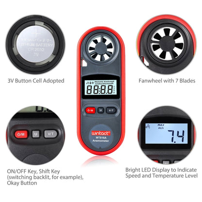 Wintact WT816A Digital Electronic Thermometer Anemometer, WT816A