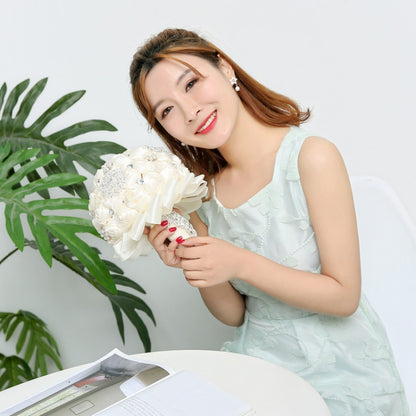 Wedding Holding Pearl Diamond Flowers Bridal Bouquet Accessories Bridesmaid Rhinestone Party Wedding Decoration Supplies, Diameter: 20cm, D453, D453 Milk White + White, D453 Milk White