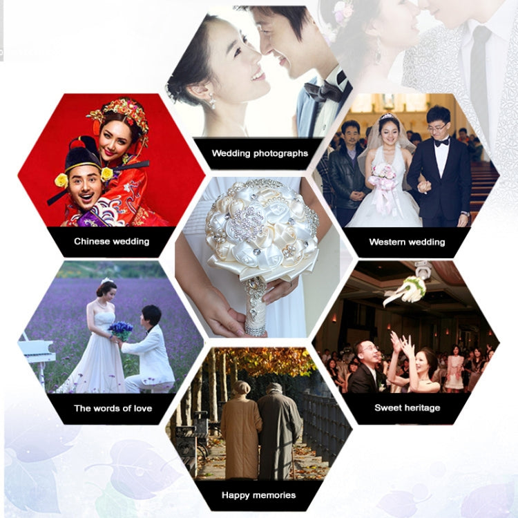 Wedding Holding Pearl Diamond Flowers Bridal Bouquet Accessories Bridesmaid Rhinestone Party Wedding Decoration Supplies, Diameter: 20cm