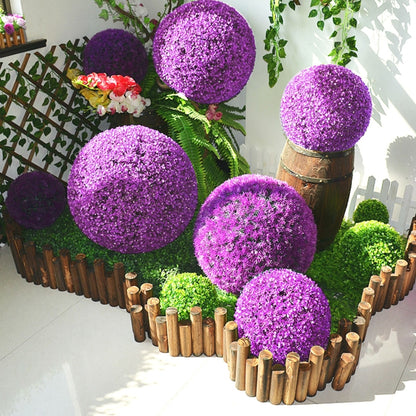 Artificial Purple Eucalyptus Plant Ball Tree Wedding Event Home Outdoor Decoration Hanging Ornament, Diameter: 9.5 inch