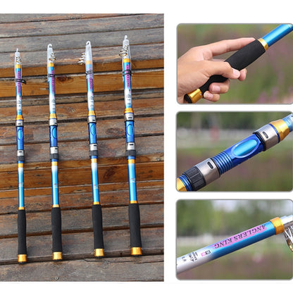 Canne à pêche télescopique en carbone 2,1 m, livrée en coloris aléatoire, 2,1 m