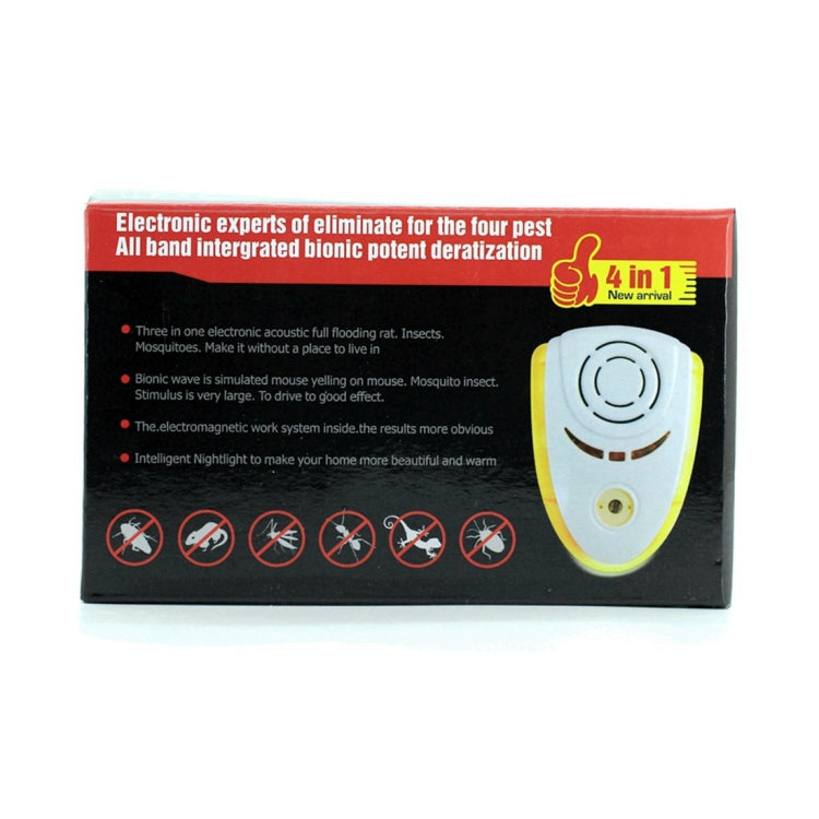 6W Electronic Ultrasonic Electromagnetic Wave Anti Mosquito Rat Insect Pest Repeller with Light, EU Plug, AC 90-240V, Random Color Delivery