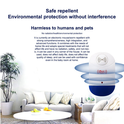 Electronic Ultrasonic Mosquito Rat Pest Control Repeller with LED Light, US Plug, AC90V-250V (White+Blue), Mosquito White+Blue