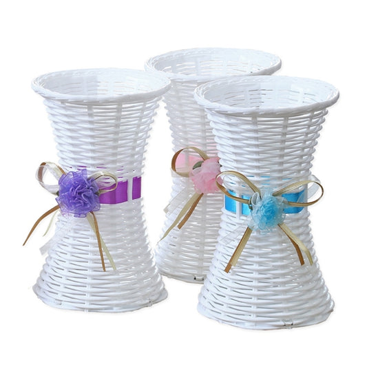 Plastic Flower Pots Medium Size Flower Pots Fashion Balcony Garden Plant Planter Floral Vase Home Decoration, Ribbon Random Color Delivery