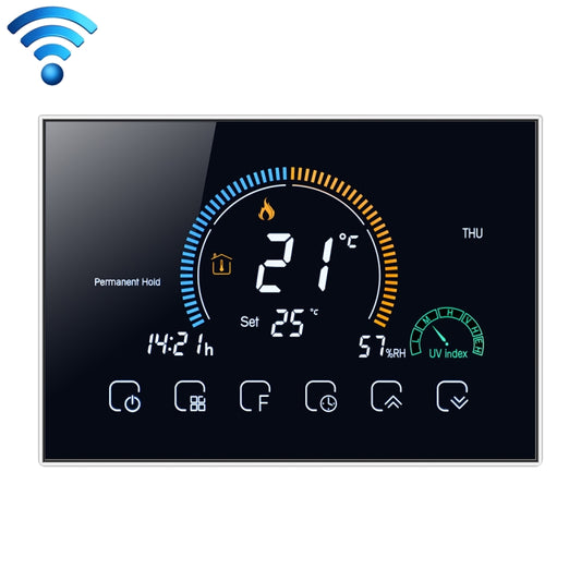 BHT-8000-GCLW Controlling Water/Gas Boiler Heating Energy-saving and Environmentally-friendly Smart Home Negative Display LCD Screen Round Room Thermostat with WiFi, with WiFi Black, with WiFi White