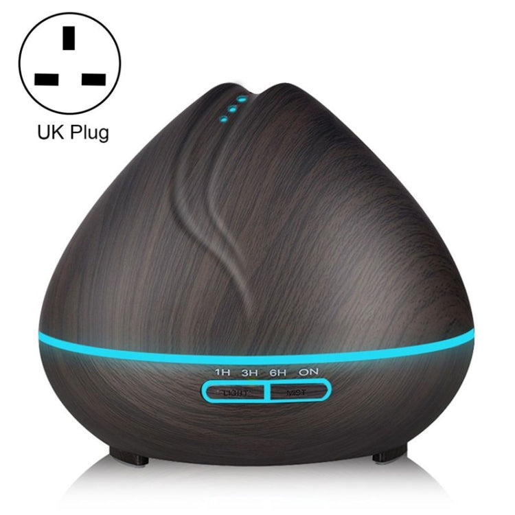 Peach Shape Wood Grain Remote Control Ultrasonic Humidifier Aromatherapy Machine Automatic Alcohol Sprayer with LED Lights, Capacity: 400mL, UK Plug (Dark Wood Color), Peach Shape Dark Wood Color, Diamond Dark Wood Color, Diamond Light Wood Color