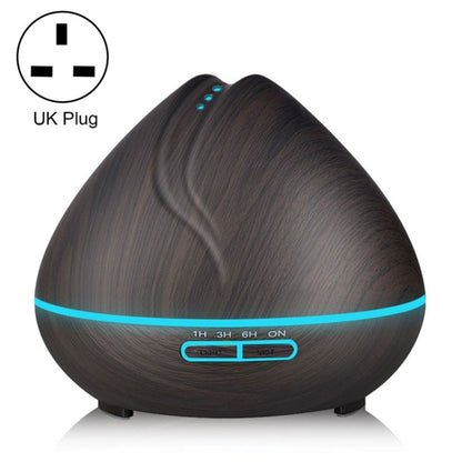 Peach Shape Wood Grain Remote Control Ultrasonic Humidifier Aromatherapy Machine Automatic Alcohol Sprayer with LED Lights, Capacity: 400mL, UK Plug (Dark Wood Color), Peach Shape Dark Wood Color, Diamond Dark Wood Color, Diamond Light Wood Color