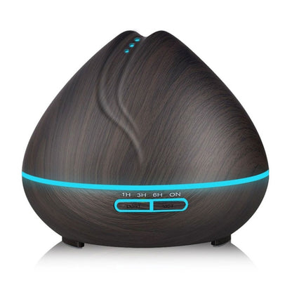 Peach Shape Wood Grain Remote Control Ultrasonic Humidifier Aromatherapy Machine Automatic Alcohol Sprayer with LED Lights, Capacity: 400mL, UK Plug (Dark Wood Color), Peach Shape Dark Wood Color, Diamond Dark Wood Color, Diamond Light Wood Color