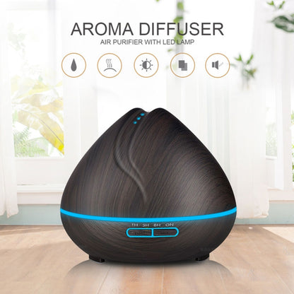 Peach Shape Wood Grain Remote Control Ultrasonic Humidifier Aromatherapy Machine Automatic Alcohol Sprayer with LED Lights, Capacity: 400mL, UK Plug (Dark Wood Color), Peach Shape Dark Wood Color, Diamond Dark Wood Color, Diamond Light Wood Color