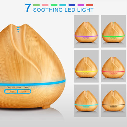 Peach Shape Wood Grain Remote Control Ultrasonic Humidifier Aromatherapy Machine Automatic Alcohol Sprayer with LED Lights, Capacity: 400mL, UK Plug (Dark Wood Color), Peach Shape Dark Wood Color, Diamond Dark Wood Color, Diamond Light Wood Color