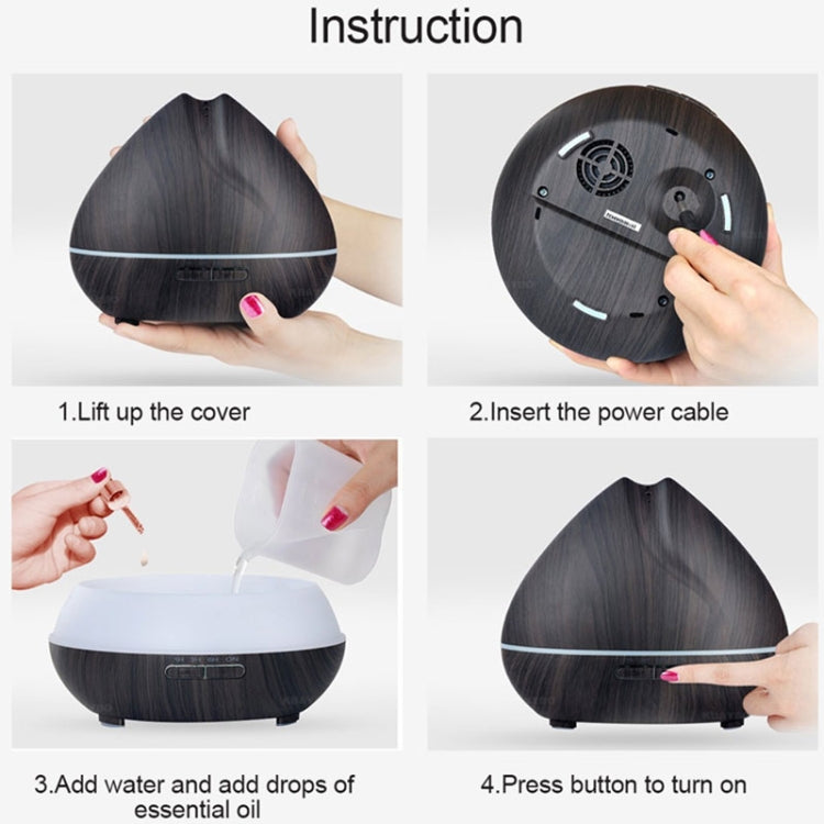Peach Shape Wood Grain Remote Control Ultrasonic Humidifier Aromatherapy Machine Automatic Alcohol Sprayer with LED Lights, Capacity: 400mL, UK Plug (Dark Wood Color), Peach Shape Dark Wood Color, Diamond Dark Wood Color, Diamond Light Wood Color
