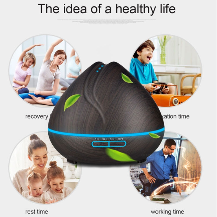 Peach Shape Wood Grain Remote Control Ultrasonic Humidifier Aromatherapy Machine Automatic Alcohol Sprayer with LED Lights, Capacity: 400mL, UK Plug (Dark Wood Color), Peach Shape Dark Wood Color, Diamond Dark Wood Color, Diamond Light Wood Color