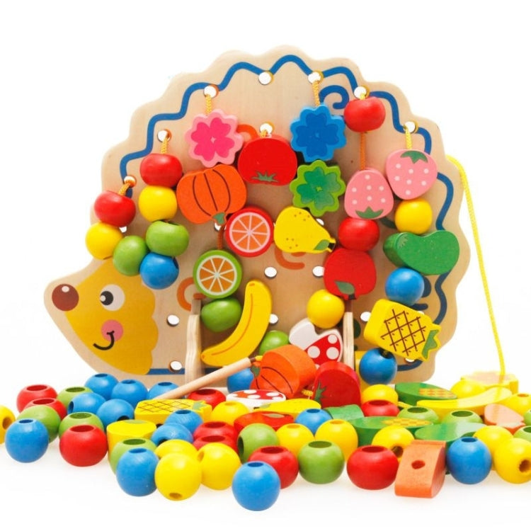 Early Learning Education  Wooden Toys Hedgehog Fruit Beads Child Hand Eye Coordination Skills Development Educational Toys For Kids, Hedgehog
