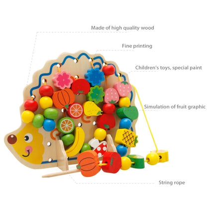 Early Learning Education  Wooden Toys Hedgehog Fruit Beads Child Hand Eye Coordination Skills Development Educational Toys For Kids, Hedgehog