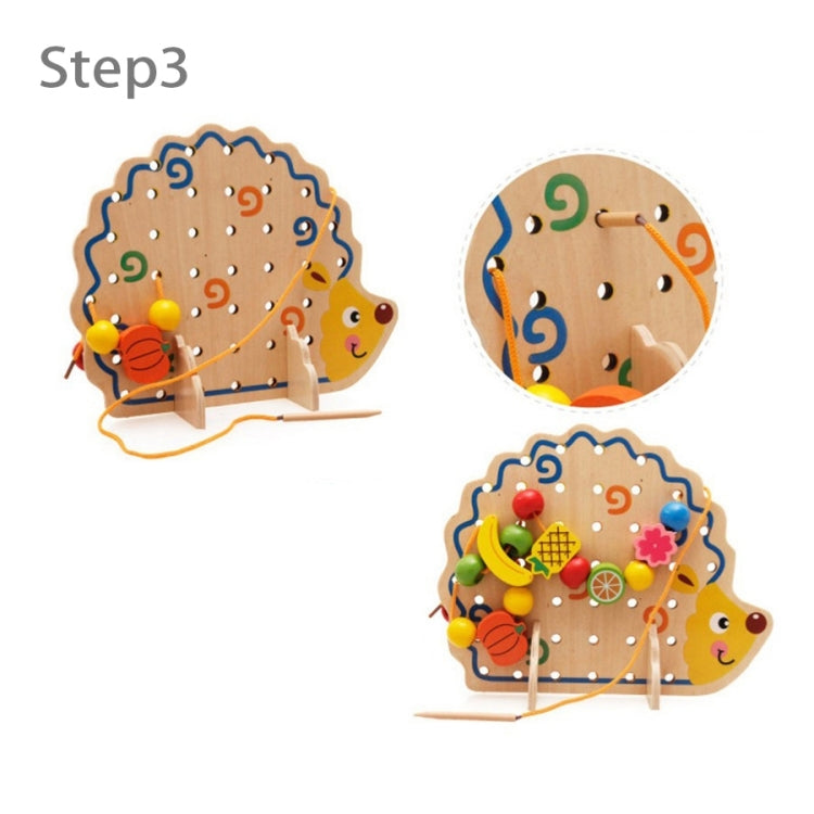 Early Learning Education  Wooden Toys Hedgehog Fruit Beads Child Hand Eye Coordination Skills Development Educational Toys For Kids, Hedgehog