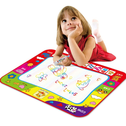 Tapis de dessin magique à eau pour enfants, couleur arc-en-ciel, avec 2 stylos, taille : 80 cm x 60 cm