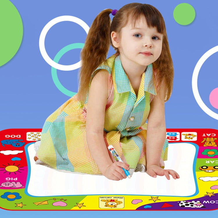 Tapis de dessin magique à eau pour enfants, couleur arc-en-ciel, avec 2 stylos, taille : 80 cm x 60 cm