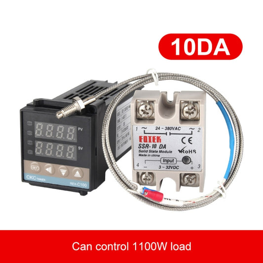 REX-C100 Thermostat + Thermocouple + SSR-10 DA Solid State Module Intelligent Temperature Control Kit, 10DA