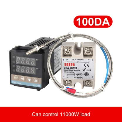 REX-C100 Thermostat + Thermocouple + SSR-100 DA Solid State Module Intelligent Temperature Control Kit, 100DA