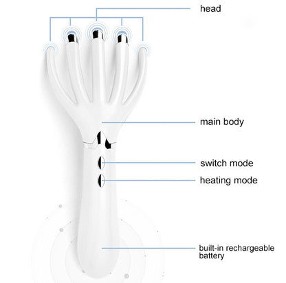 Mini Portable Multifunctional Head Massager Massage Comb, Battery Powered, Battery Powered (Gold)