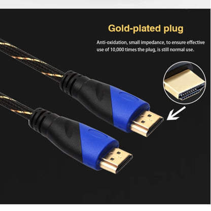 5m HDMI 1.4 Version 1080P Woven Net Line Blue Black Head HDMI Male to HDMI Male Audio Video Connector Adapter Cable, Length: 5m