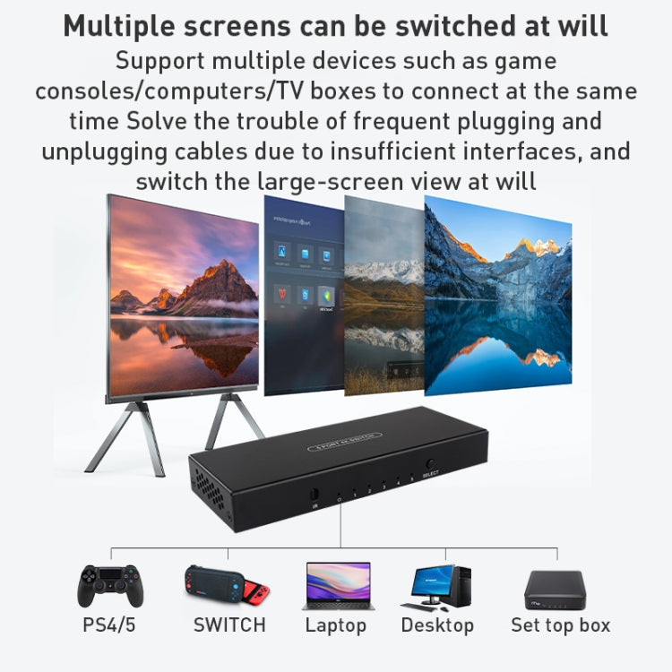 Measy SWH4651 4K 60Hz 5 In 1 Out HDMI Converter Switcher, Plug Type: US Plug, US Plug