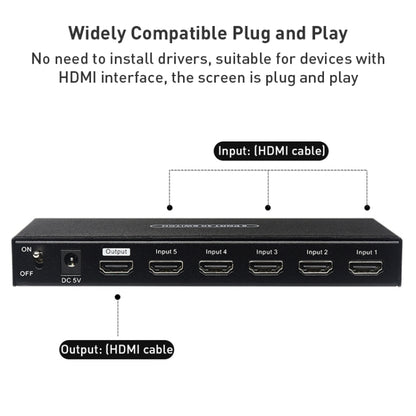 Measy SWH4651 4K 60Hz 5 In 1 Out HDMI Converter Switcher, Plug Type: US Plug, US Plug