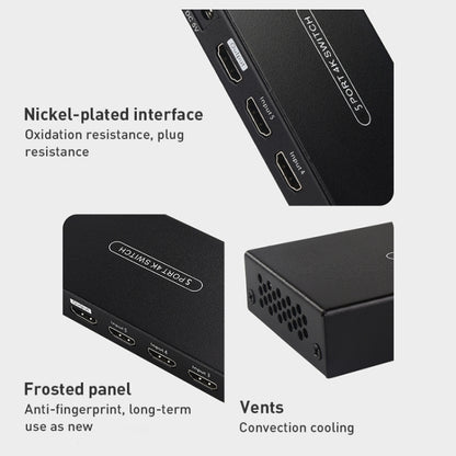 Measy SWH4651 4K 60Hz 5 In 1 Out HDMI Converter Switcher, Plug Type: EU Plug, EU Plug