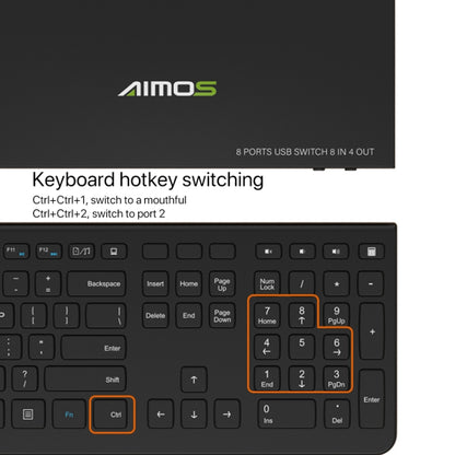 AIMOS AM-KM804 USB 8 In 4 Out Switch, AM-KM804