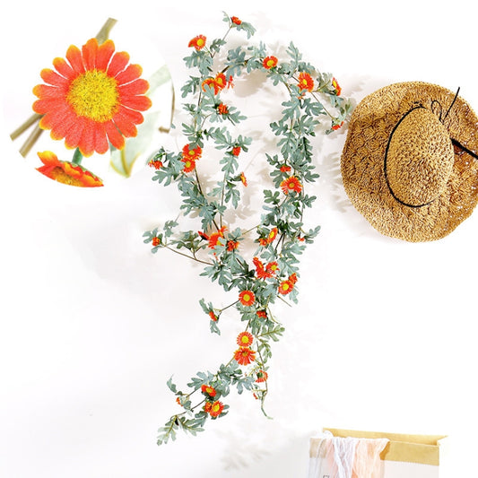 Guirlande de marguerites artificielles, décoration de fond mural et de fenêtre, longueur : 1,75 m