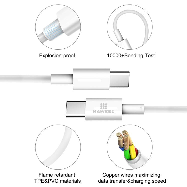 HAWEEL 100W USB-C / Type-C to USB-C / Type-C Fast Charging Data Cable, Length: 1.52m