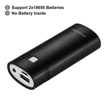 Boîtier de batterie externe Haweel DIY 2x 18650 (non inclus) 5600 mAh avec sortie USB et indicateur, 2 batteries DIY (noires), 2 batteries DIY (blanches)