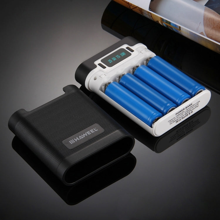 HAWEEL DIY 4 x 18650 Battery (Not Included) 10000mAh Power Bank Shell Box with 2 x USB Output & Display for iPhone, Galaxy, Sony, HTC, Google, Huawei, Xiaomi, Lenovo and other Smartphones, DIY 4 x 18650 10000mAh  Battery (US)���������������������������...