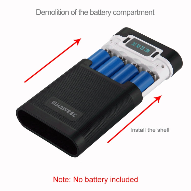 HAWEEL DIY 4 x 18650 Batterie (Non Incluse) 10000mAh Power Bank Shell Box avec 2 x Sortie USB et Affichage pour iPhone, Galaxy, Sony, HTC, Google, Huawei, Xiaomi, Lenovo et autres Smartphones, DIY 4 x 18650 10000mAh Batterie (US) ...