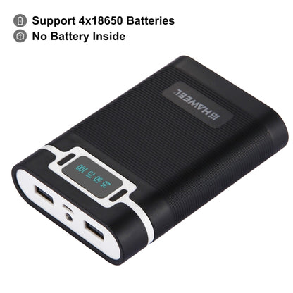 HAWEEL DIY 4 x 18650 Battery (Not Included) 10000mAh Power Bank Shell Box with 2 x USB Output & Display for iPhone, Galaxy, Sony, HTC, Google, Huawei, Xiaomi, Lenovo and other Smartphones