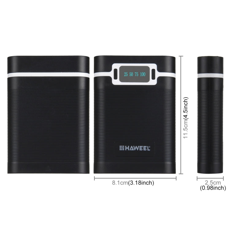 HAWEEL DIY 4 x 18650 Batterie (Non Incluse) 10000mAh Power Bank Shell Box avec 2 x Sortie USB et Affichage pour iPhone, Galaxy, Sony, HTC, Google, Huawei, Xiaomi, Lenovo et autres Smartphones, DIY 4 x 18650 10000mAh Batterie (US) ...