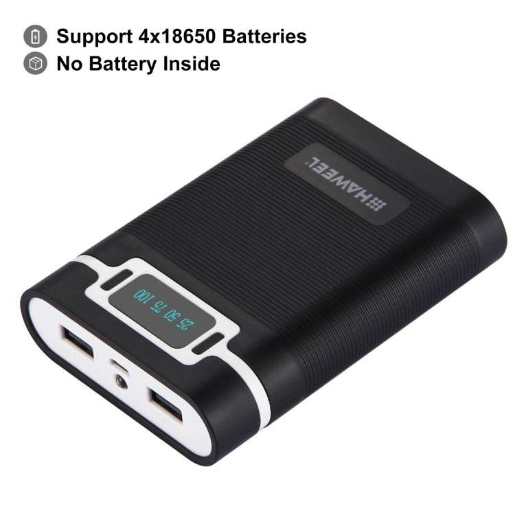 HAWEEL DIY 4 x 18650 Battery (Not Included) 10000mAh Power Bank Shell Box with 2 x USB Output & Display for iPhone, Galaxy, Sony, HTC, Google, Huawei, Xiaomi, Lenovo and other Smartphones, DIY 4 x 18650 10000mAh  Battery (US)���������������������������...