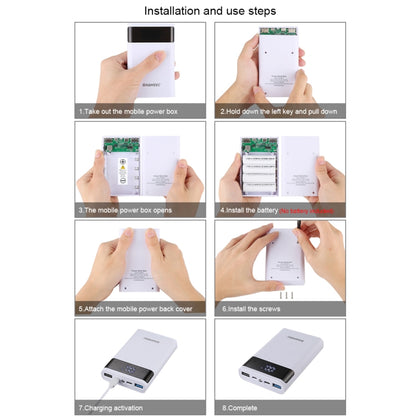 HAWEEL DIY 4x 18650 Battery (Not Included) 12000mAh Dual-way QC Charger Power Bank Shell Box with 2x USB Output & Display,  Support QC 2.0 / QC 3.0 / FCP / SFCP /  AFC / MTK / BC 1.2 / PD