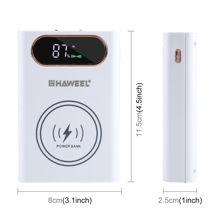 HAWEEL DIY 4 x 21700 Battery 22.5W Fast Charge 15W Wireless Charging Power Bank Box Case with Display, Not Include Battery, DIY 4 x 21700 Battery