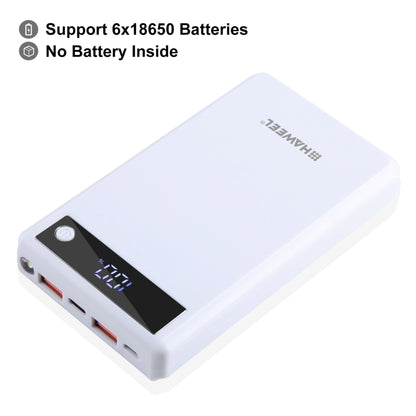 HAWEEL DIY 6 x 18650 Akku 24W Schnelllade-Powerbank Gehäuse mit Display, Akku nicht im Lieferumfang enthalten, 6 x 18650 Akku