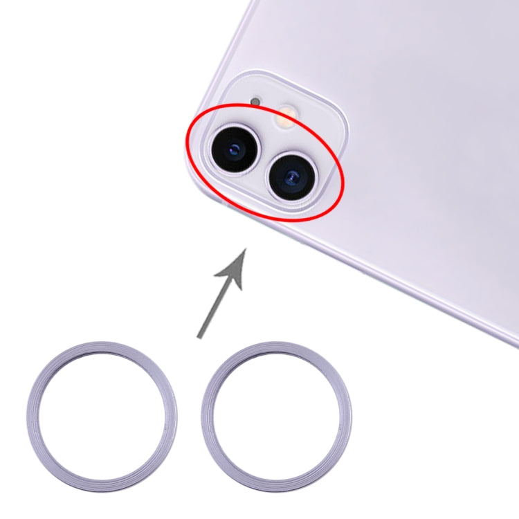 2 PCS Rear Camera Glass Lens Metal Protector Hoop Ring for iPhone 11, For iPhone 11